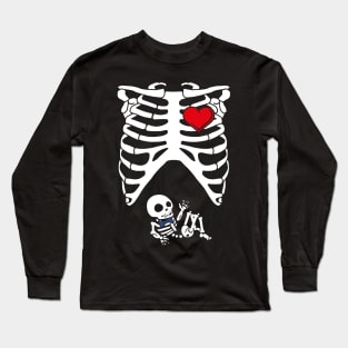 Spooky Skeleton Costume Pregnant Mommy of Boy Long Sleeve T-Shirt